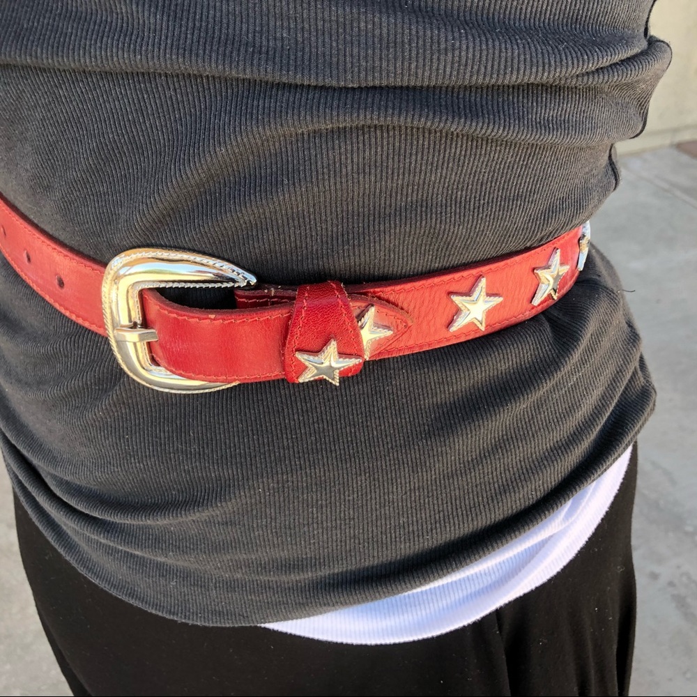 Red leather and stars belt